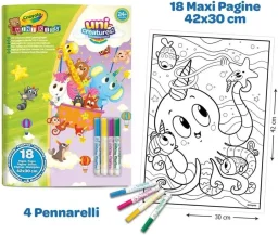 Crayola - صفحات تلوين ماكسي 18 صفحة مع 4 أقلام تلوين – يونـي كريتشرز Crayola - Maxi Coloring Pages 18P And Markers 4Ct Uni-Creatures