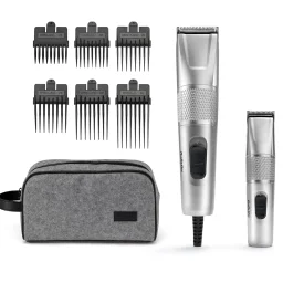 ماكينة حلاقة من بابيليس + مقص صغير مع درجات (1، 2، 3، 6، 8) سلكية BABYLISS CLIPPER  + MINI TRIMMERGRADES (1.2.3.6 &8) CORDED