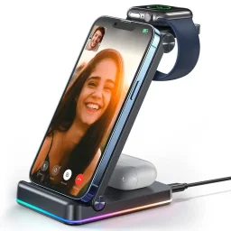 شاحن جوي روم لاسلكي قابل للطي 3 في 1 بقدرة 15 واط لسماعات AirPods وساعة آبل Joyroom 15W Foldable 3-in-1 AirPods, Apple Watch