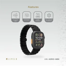 ليفلو – سوار ساعة آيريو تيتانيوم لساعة آبل 49/46 ملم – أسود Levelo Aerio Titanium Watch Strap for Apple Watch 49/46mm watch strap BLK