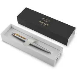 باركر قلم جاف جوترفضي مشبك ذهبي ستاندرد 1953182 Parker Jotter Standard Ballpoint Pen Silver with Gold Clip 1953182