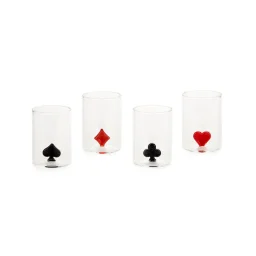 طقم كؤوس شوت بالفي – ديلر، عدد 4، باللونين الأحمر والأسود، زجاج Balvi Shot glasses set,Dealer,x4,red/black,glass