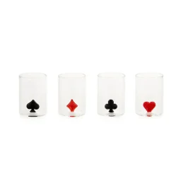 طقم كؤوس شوت بالفي – ديلر، عدد 4، باللونين الأحمر والأسود، زجاج Balvi Shot glasses set,Dealer,x4,red/black,glass
