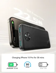 باور بانك جوي روم مع شحن سريع 22.5 واط ومؤشر LED — الطراز JR-PBF15 Joyroom 22.5W LED Fast Charging Power Bank JR-PBF15
