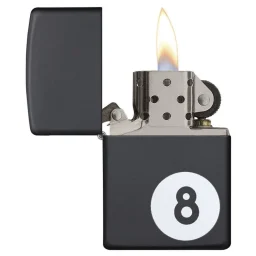 ولاعة زيبو مقاومة للرياح – كروم مطفي "Brushed Chrome" بتصميم كرة الثمانية "8-Ball" – 28432 Zippo Windproof Lighter – Regular Brushed Chrome 8-Ball Design – 28432