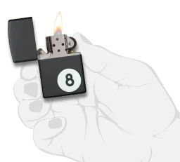 ولاعة زيبو مقاومة للرياح – كروم مطفي "Brushed Chrome" بتصميم كرة الثمانية "8-Ball" – 28432 Zippo Windproof Lighter – Regular Brushed Chrome 8-Ball Design – 28432