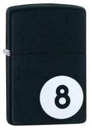 ولاعة زيبو مقاومة للرياح – كروم مطفي "Brushed Chrome" بتصميم كرة الثمانية "8-Ball" – 28432 Zippo Windproof Lighter – Regular Brushed Chrome 8-Ball Design – 28432