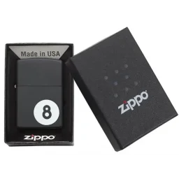 ولاعة زيبو مقاومة للرياح – كروم مطفي "Brushed Chrome" بتصميم كرة الثمانية "8-Ball" – 28432 Zippo Windproof Lighter – Regular Brushed Chrome 8-Ball Design – 28432