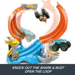 مجموعة لعب تحطيم القرش الحلزوني من هوت ويلز مونستر تراكس Hot Wheels Monster Trucks Spiral Shark Smash Playset