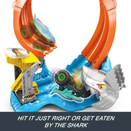 مجموعة لعب تحطيم القرش الحلزوني من هوت ويلز مونستر تراكس Hot Wheels Monster Trucks Spiral Shark Smash Playset