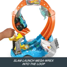 مجموعة لعب تحطيم القرش الحلزوني من هوت ويلز مونستر تراكس Hot Wheels Monster Trucks Spiral Shark Smash Playset