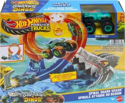 مجموعة لعب تحطيم القرش الحلزوني من هوت ويلز مونستر تراكس Hot Wheels Monster Trucks Spiral Shark Smash Playset