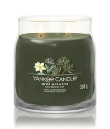 شمعة "يانكي كاندل" (Yankee Candle) الحجم المتوسط (Signature Medium Jar) - الميرمية الفضية والصنوبر Yankee Candle Signature Medium Jar - Silver Sage & Pine