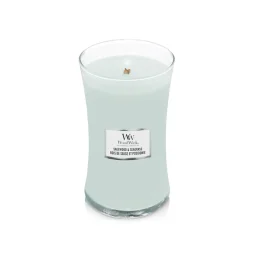 شمعة "وود ويك" (WoodWick) كبيرة بتصميم الساعة الرملية - خشب الميرمية وعشب البحر WoodWick Hourglass Large Candle - Sagewood & Seagrass