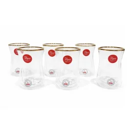 طقم أكواب (استكانة) "بودوم ميتيور" ذهبي بجدار مزدوج سعة 100 مل - 6 قطع Bodum Melior Gold Double Wall Istikana Glass 100ml - 6-Piece Set