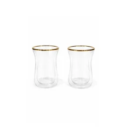 طقم أكواب (استكانة) "بودوم ميتيور" ذهبي بجدار مزدوج سعة 100 مل - 6 قطع Bodum Melior Gold Double Wall Istikana Glass 100ml - 6-Piece Set