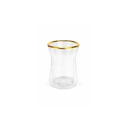 طقم أكواب (استكانة) "بودوم ميتيور" ذهبي بجدار مزدوج سعة 100 مل - 6 قطع Bodum Melior Gold Double Wall Istikana Glass 100ml - 6-Piece Set