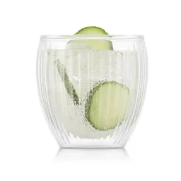 طقم أكواب "بودوم بافينا" بجدار مزدوج وتصميم مضلع سعة 200 مل - قطعتان Bodum Pavina Double Wall Glass with Ribs 200ml - 2-Piece Set