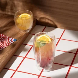 طقم أكواب "بودوم بافينا" بجدار مزدوج وتصميم مضلع سعة 320 مل - قطعتان Bodum Pavina Double Wall Glass with Ribs 320ml - 2-Piece Set