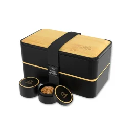 صندوق غداء "أومامي بينتو" (Umami Bento) طقم مزدوج - لون أسود وخشب الخيزران Umami Bento Box Dual Set - Black & Bamboo