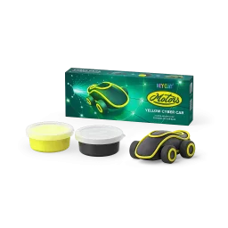 هي كلاي - سيارة سايبر الصفراء، سلسلة "موتورز"، علبتان HEY CLAY - Yellow Cyber Car , series Motors, 2 cans