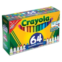 كرايولا - 64 قلم تلوين عريض الخط قابل للغسل Crayola 64 Ct Broad Line Washable Markers