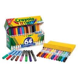 كرايولا - 64 قلم تلوين عريض الخط قابل للغسل Crayola 64 Ct Broad Line Washable Markers
