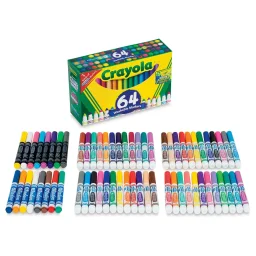 كرايولا - 64 قلم تلوين عريض الخط قابل للغسل Crayola 64 Ct Broad Line Washable Markers