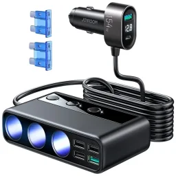جويروم (Joyroom) محول ولاعة سجائر للسيارة JR-CL06 بقدرة 210 واط، يحتوي على 3 مقابس + 6 منافذ Joyroom JR-CL06 210W Car Cigarette Lighter Adapter 3 Sockets + 6 Ports