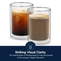 أكواب ديلونجي للقهوة الباردة بجدار مزدوج سعة 220 مل - طقم من قطعتين De'Longhi Double Wall Cold Brew Glasses 220ml - Set of 2