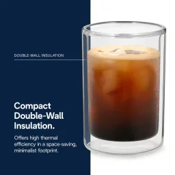 أكواب ديلونجي للقهوة الباردة بجدار مزدوج سعة 220 مل - طقم من قطعتين De'Longhi Double Wall Cold Brew Glasses 220ml - Set of 2
