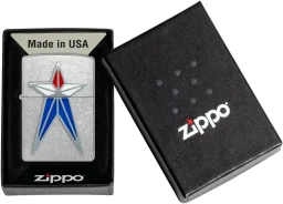 زيبو ولاعة باتريوتيك ستار إمبليم ستريت كروم مضادة للرياح Zippo Patriotic Star Emblem Street Chrome Windproof Lighter