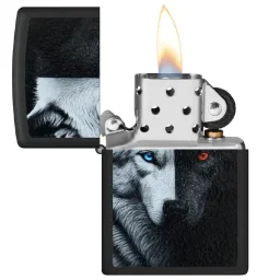 زيبو ولاعة وولف بلاك مات مضادة للرياح Zippo Wolf Black Matte Windproof Lighter