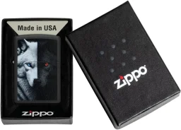 زيبو ولاعة وولف بلاك مات مضادة للرياح Zippo Wolf Black Matte Windproof Lighter