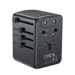 يونيتيك P1121ABK01 محول سفر عالمي مع يو إس بي-سي 35 واط بي دي - EU/US/UK/AUS أسود UNITEK P1121ABK01 Universal Travel Adapter with 35W USB-C PD - EU/US/UK/AUS Black