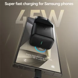 جويروم شاحن حائط UK USB-C GaN JR-TCG13 بقوة 45 واط مع كابل USB-C بقوة 60 واط - أسود Joyroom JR-TCG13 45W GaN UK USB-C Wall Charger with 60W USB-C Cable - Black