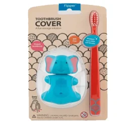 فليبر عبوة كومبو غطاء فرشاة أسنان وفرشاة أسنان حيوان مرح - فيل Flipper Fun Animal Toothbrush Cover & Toothbrush Combo Pack - Elephant