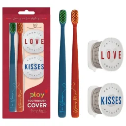 فليبر عبوة كومبو 2 في 1 غطاء فرشاة أسنان وفرشاة أسنان بلاي آي لوف - تيستيموني Flipper Play iLove Toothbrush Cover & Toothbrush 2-in-1 Combo Pack - Testimony