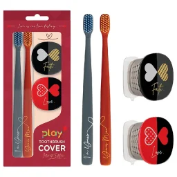 فليبر عبوة كومبو 2 في 1 غطاء فرشاة أسنان وفرشاة أسنان بلاي آي لوف - سيمبليسيتي Flipper Play iLove Toothbrush Cover & Toothbrush 2-in-1 Combo Pack - Simplicity