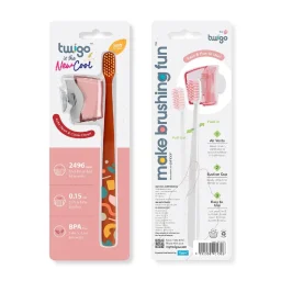 فليبر عبوة كومبو أساسية غطاء فرشاة أسنان وفرشاة أسنان تويجو للبالغين - وردي فلورا Flipper Twigo Adult Toothbrush Cover & Toothbrush Basic Combo Pack - Flora Pink