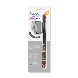فليبر عبوة كومبو أساسية غطاء فرشاة أسنان وفرشاة أسنان تويجو للبالغين - دخاني Flipper Twigo Adult Toothbrush Cover & Toothbrush Basic Combo Pack - Smoke
