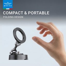بريف حامل هاتف مغناطيسي للسيارة بتثبيت بالشفط - أسود (BHL-56) Brave Vacuum Suction Magnetic Car Phone Mount - Black (BHL-56)