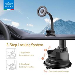 بريف حامل هاتف مغناطيسي للسيارة للوحة القيادة والزجاج الأمامي - أسود (BHL-57) Brave Magnetic Car Phone Holder for Dashboard & Windshield - Black (BHL-57)