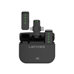لينيس LM203 ميكروفون لافالير لاسلكي بمشبك وموصلين مع علبة شحن Lenyes LM203 Dual-Connector Wireless Lavalier Microphone with Charging Case