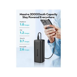 راف باور Ultra باور بانك بقدرة 100 واط وسعة 20000 ملّي أمبير ساعة بمنفذي USB-C ومنفذي USB-A - أسود RAVPower Ultra 100W 20000mAh Power Bank - 2 USB-C + 2 USB-A - Black