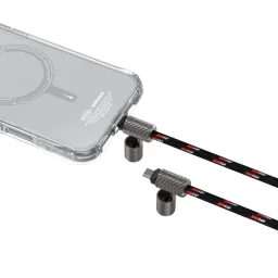 سكينارما داينو في إي 2 في 1 حبل وكابل شحن سي إلى سي - أوبسيديان Skinarma DYNO VE 2-IN-1 Lanyard And Charging Cable C To C - Obsidian