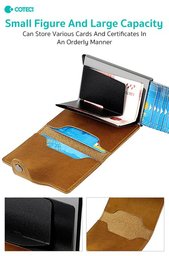 COTECi OT-014 محفظة بطاقات جلد طبيعي مانعة للنسخ RFID COTECi OT-014 Wallet