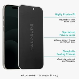 لاصق اصلي مظلل من هلوشور 2.5D لجهاز ايفون 14 برو ماكس حماية كاملة مقاوم للكسر HaloSure Privacy Screen Protector iPhone 14 Pro Max