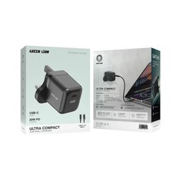 شاحن جرين ليون Ultra Compact GaN بقوة 20 واط USB-C PD UK Pin مع كابل USB-C إلى Lightning Green Lion Ultra Compact GaN 20W USB-C PD UK Pin USB-C Lightning Charger