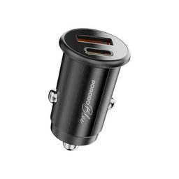 شاحن سيارة بورودو Blue بقوة 15 واط بمنفذين USB-A + USB-C مع كابل C إلى C بطول 0.9 متر Porodo 15W Car Charger
